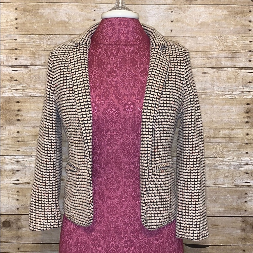 Anthropologie Cartonnier Black and White Blazer XS